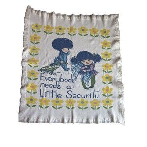 Thermal 1973 Waffle Baby Blanket Everybody Needs A Little Security Satin Trim